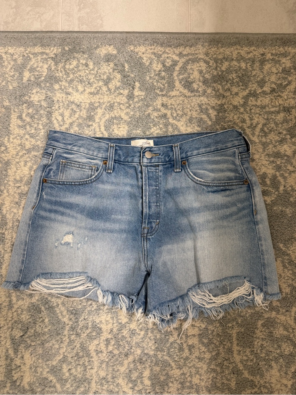 High-Rise Light Blue Denim Cutoff Shorts